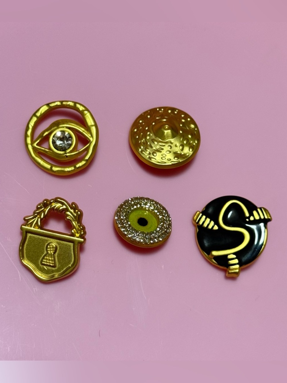 Schiaparelli Inspired Gold and Black Decorative Buttons set (5pcs)